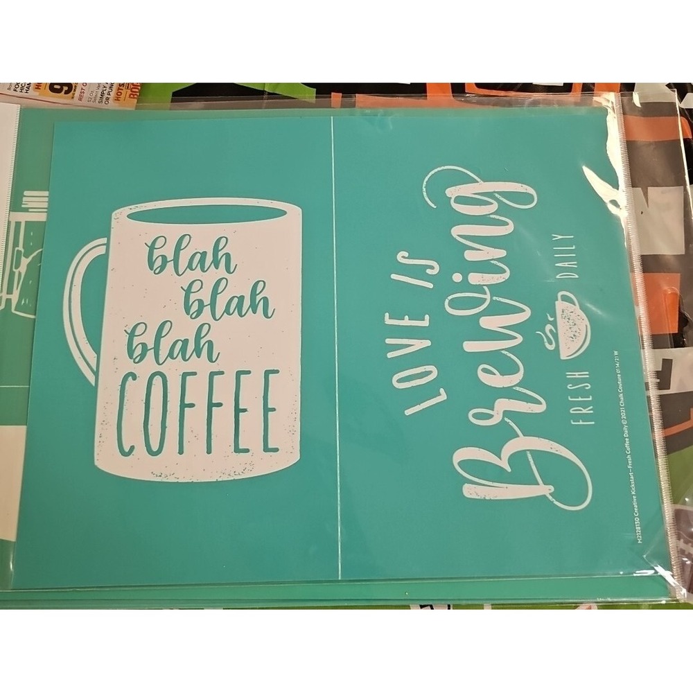 Chalk Couture Transfer/ Stencil- Size B- New  Reusable Coffee Love Is Brewing